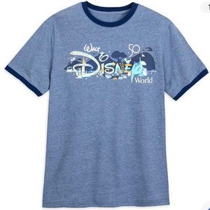 2021 Walt Disney World 50th Anniversary Park Icons Ringer Blue Shirt Adult XL